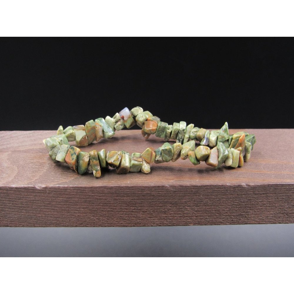 Green Brown Stone Chips Expandable Bracelet Vintage Elegant Beautiful Everyday